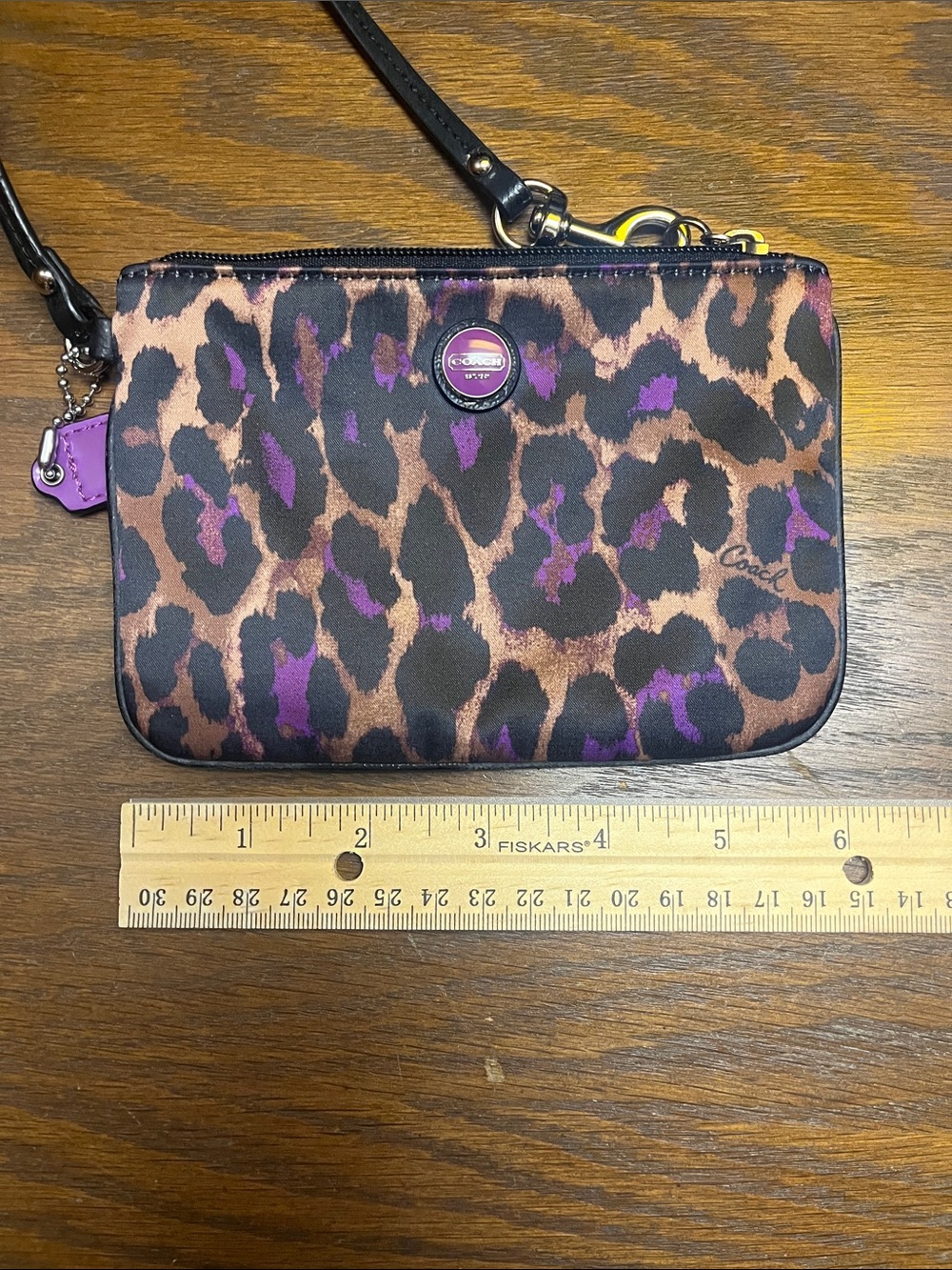 Coach Purple, Black and Brown Leopard Print Wristlet - Picture 14 of 14